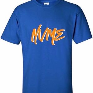 Unisex royal blue shirt with orange and white logo
